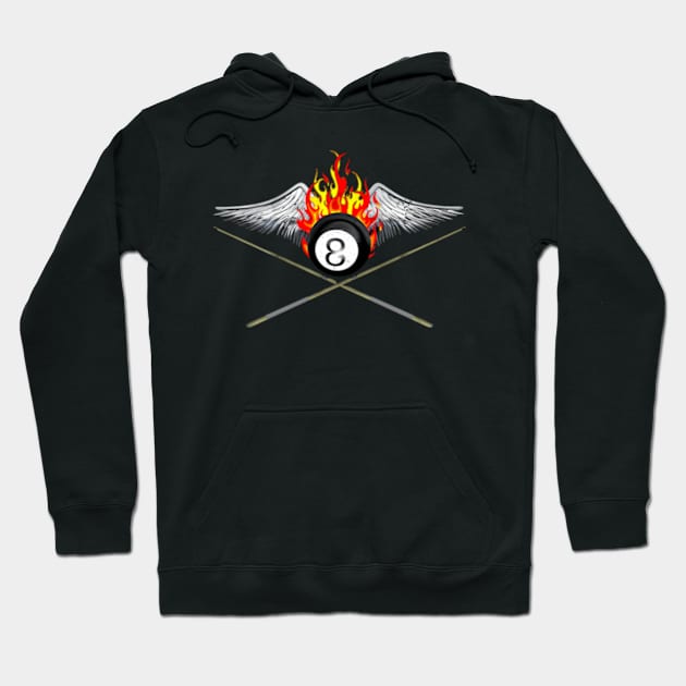 Billiards Player And Flaming 8 Ball Hoodie by Sink-Lux